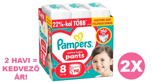  INGYENES SZÁLLÍTÁS - Pampers Pants 8 bugyipelenka, 17+ kg, 2x112 db - 2 HAVI pelenkacsomag