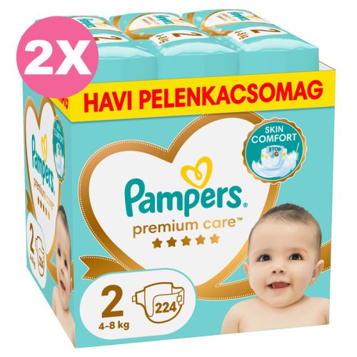 Pampers Premium Care 2-es pelenka, 4-8 kg, 2x224 db - 2 HAVI pelenkacsomag