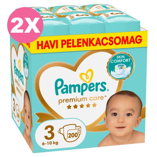 Pampers Premium Care 3-as pelenka, 6-10 kg, 2x200 db - 2 HAVI pelenkacsomag