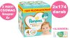 Pampers Premium Care 4-es, 9-14 kg, 2x174 db - 2 HAVI Pelenkacsomag + AJÁNDÉK Pampers törlőkendő