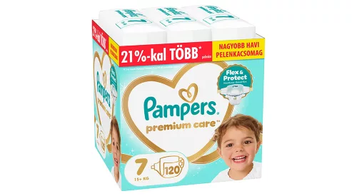 Pampers Premium Care 7 pelenka, 15+ kg, 120 db - HAVI pelenkacsomag