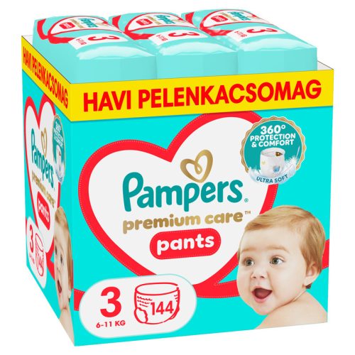 Pampers Premium Care Pants 3-as bugyipelenka, 6-11kg, 144 db - HAVI pelenkacsomag