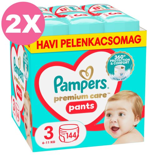 Pampers Premium Care Pants 3-as bugyipelenka, 6-11kg, 2x144 db - 2 HAVI pelenkacsomag
