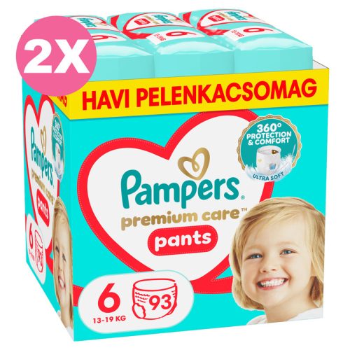 Pampers Premium Care Pants 6 bugyipelenka, 15kg+, 2x93 db - 2 HAVI pelenkacsomag