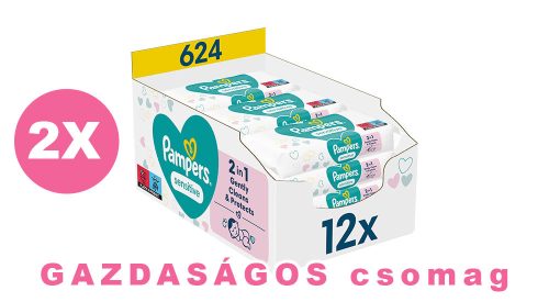 Pampers Sensitive nedves törlőkendő - 2x12x52 db