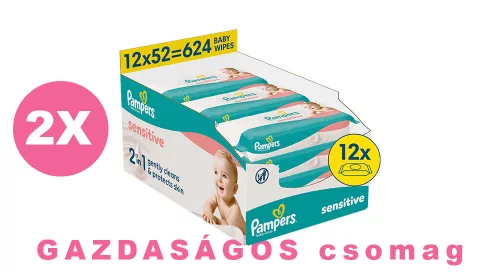 Pampers Sensitive nedves törlőkendő - 2x12x52 db