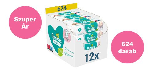 Pampers Sensitive nedves törlőkendő - 12x52 db