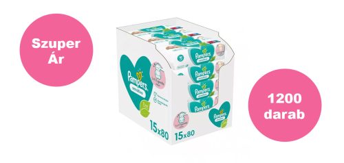 Pampers Sensitive nedves törlőkendő - 15x80 db