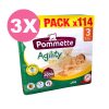 Pommette pelenka 3, Agility Dry, 4-9 kg, 3x114 db - 2 HAVI pelenkacsomag