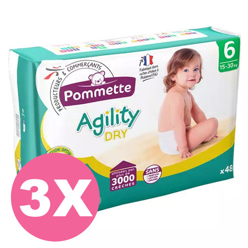 Pommette pelenka 6, Agility Dry, 15-30 kg, 3x48 db