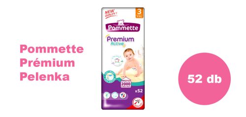 Pommette Premium Active pelenka 3-as, 4-9 kg, 52 db