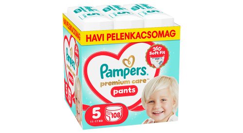 Pampers Premium Care Pants 5 bugyipelenka, 11-17 kg, 108 db - HAVI pelenkacsomag