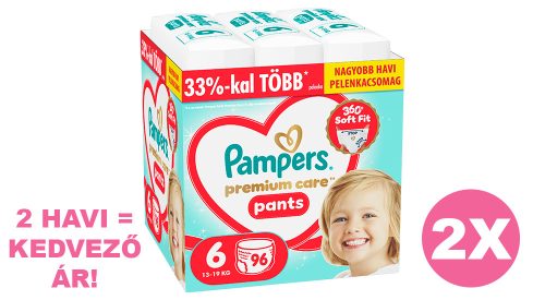 Pampers Premium Care Pants 6 bugyipelenka, 13-19 kg, 2x96 db - 2 HAVI pelenkacsomag