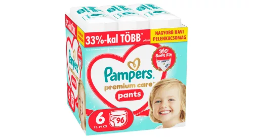 Pampers Premium Care Pants 6 bugyipelenka, 13-19 kg, 96 db - HAVI pelenkacsomag