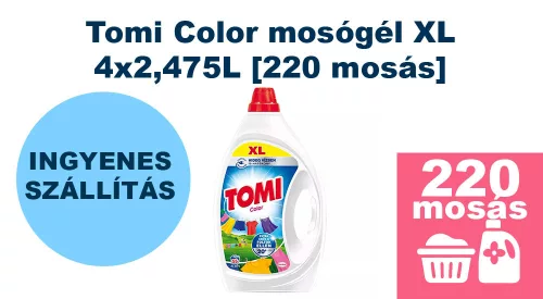  INGYENES SZÁLLÍTÁS - Tomi Color mosógél színes ruhákhoz XL 4x2,475L [220 mosás]