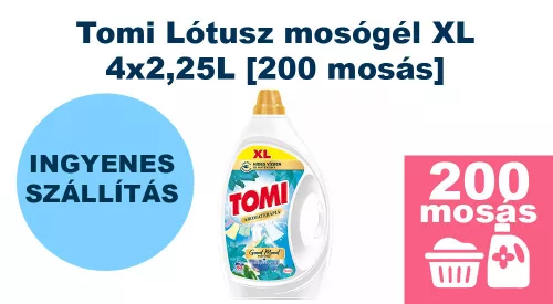 INGYENES SZÁLLÍTÁS - Tomi Lótusz mosógél XL 4x2,25L [200 mosás]