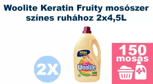 Woolite Keratin Fruity mosószer színes ruhákhoz 2x4,5L [150 mosás]