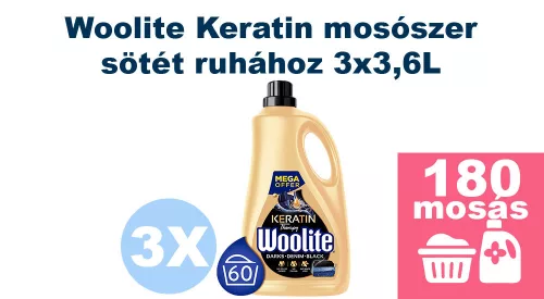 Woolite Keratin mosószer sötét ruhákhoz 3x3,6L [180 mosás]