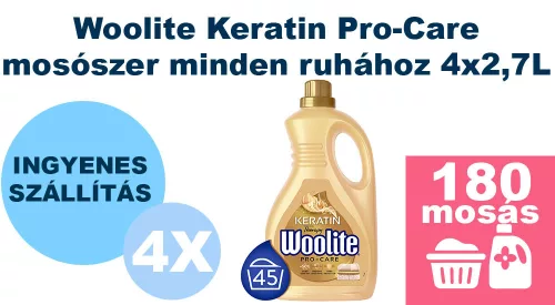  INGYENES SZÁLLÍTÁS - Woolite Keratin Pro-Care mosószer minden ruhához 4x2,7L [180 mosás]