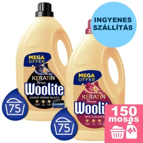    INGYENES SZÁLLÍTÁS - Woolite Keratin mosószer színes + sötét ruhákhoz 2x4,5L [150 mosás]