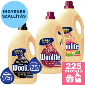    INGYENES SZÁLLÍTÁS - Woolite Keratin mosószer sötét + színes ruhákhoz 3x4,5L [225 mosás]