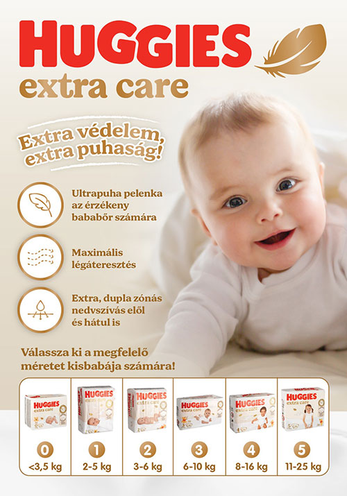 Huggies Extra Care pelenka méret táblázat