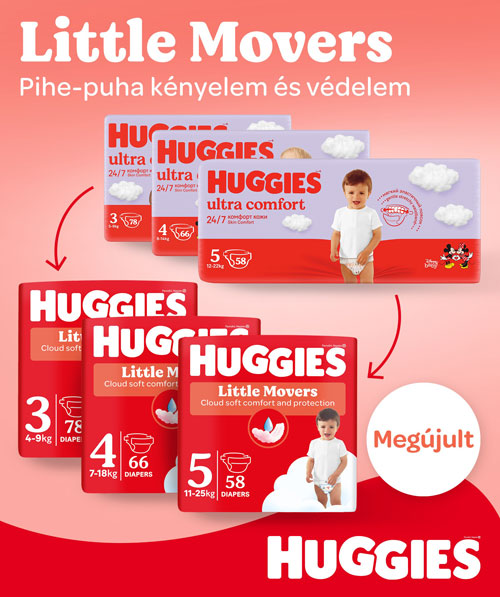 új Huggies Little Movers pelenka termék család bemutatása