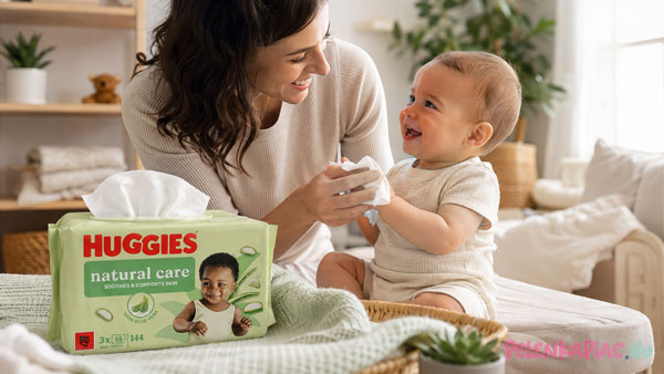 Huggies Natural Care műanyagmentes nedves törlőkendő