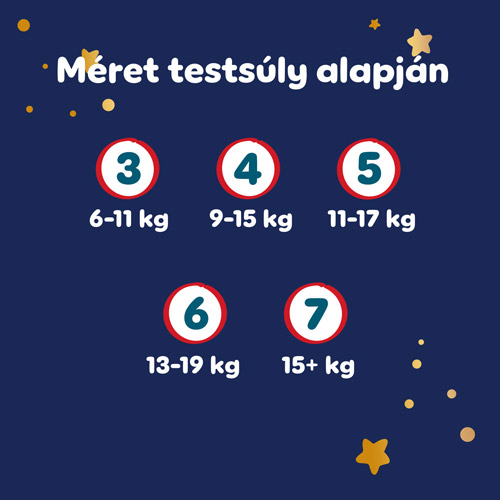 Pampers Night Pants éjszakai pelenka - méret táblázat