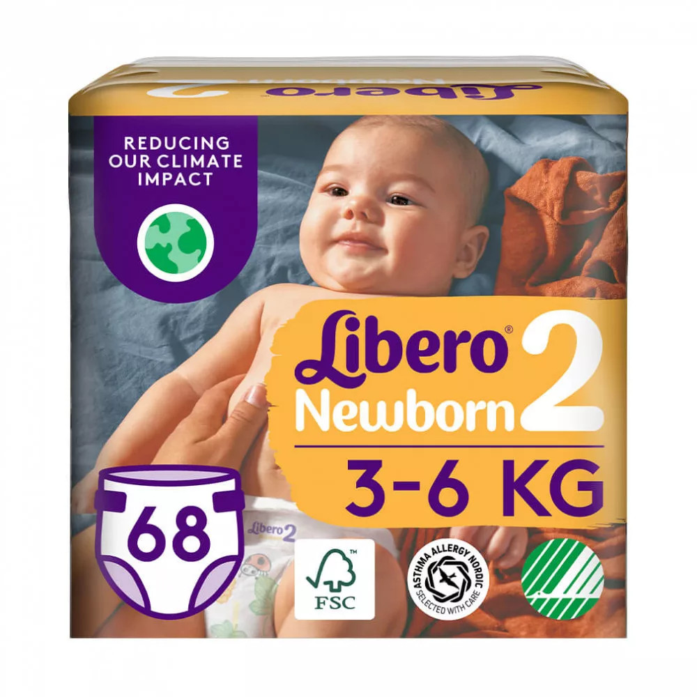 Libero Newborn 2-es pelenka, 3-6 kg, 68 db