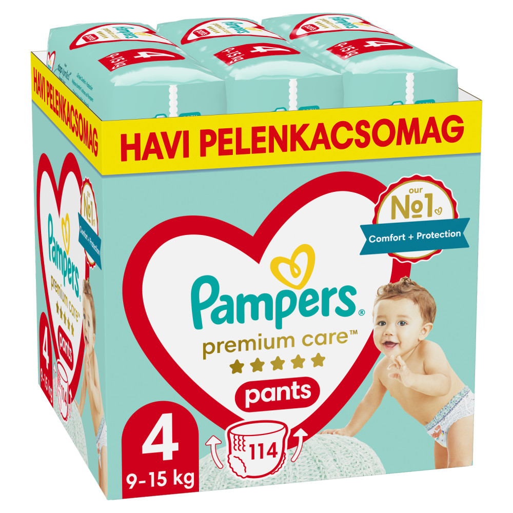 Pampers Premium Care Pants 4-es bugyipelenka, 9-15kg, 114 db