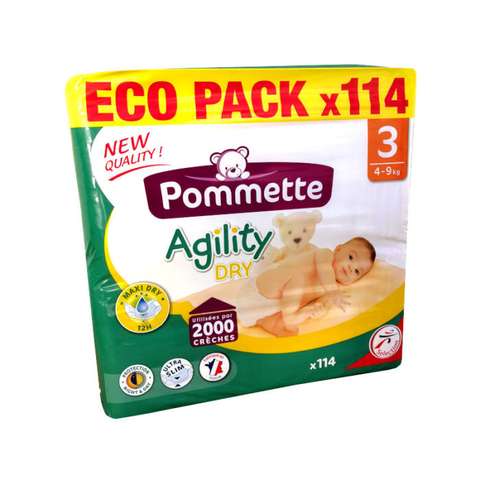 Pommette Agility Dry Eco Pack pelenka 3-as, 4-9 kg, 114 db