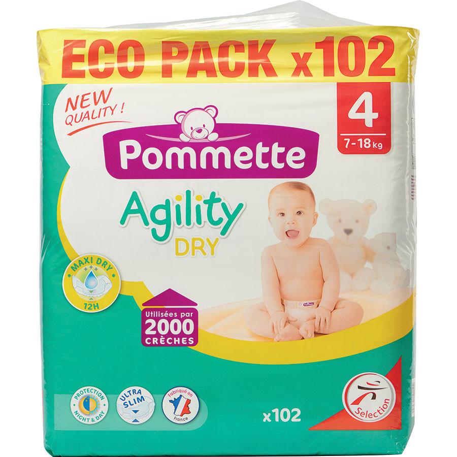 Pommette Agility Dry Eco Pack pelenka 4-es, 7-18 kg, 102 db
